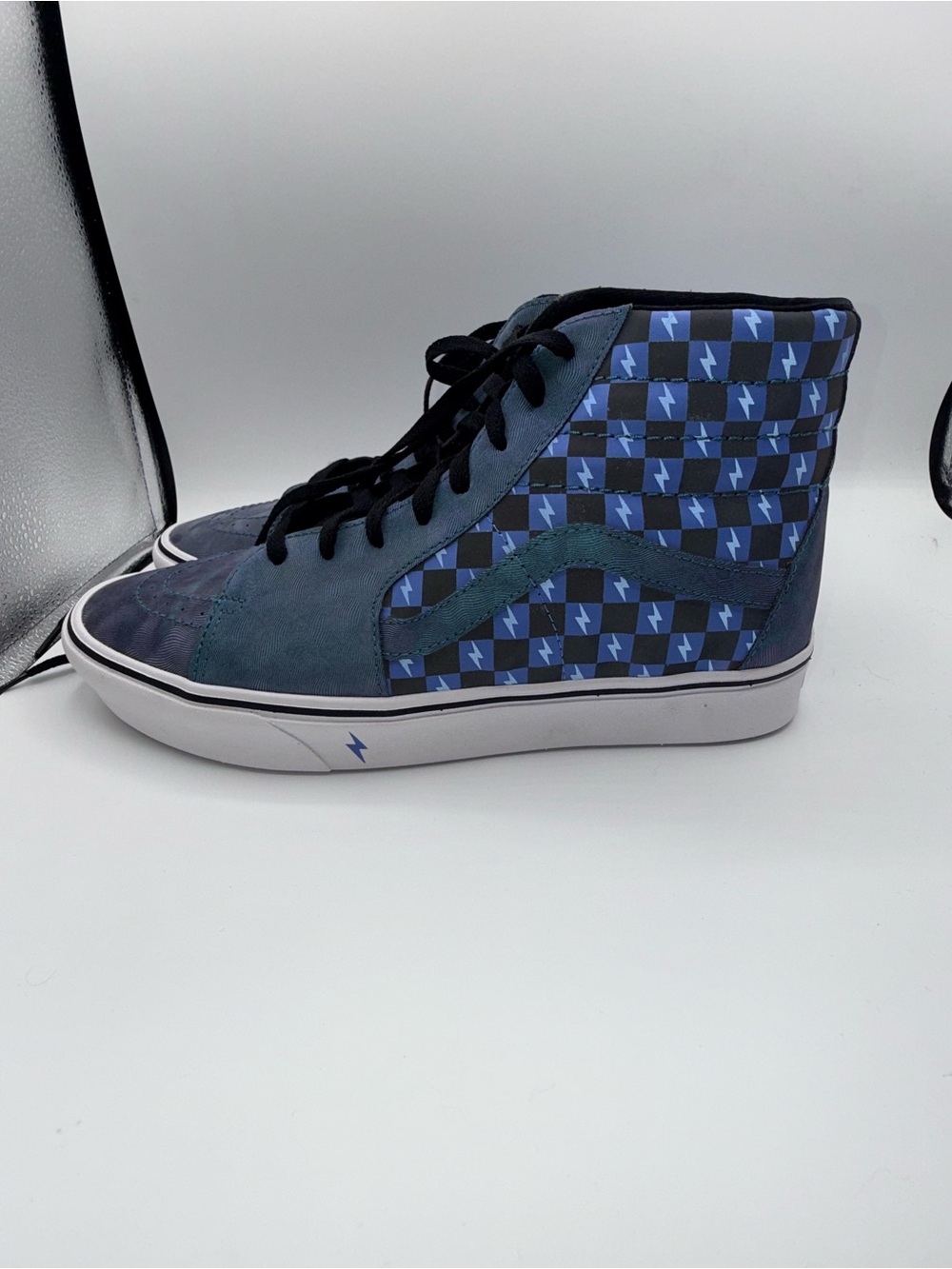 Vans Men's High-Top Sneakers in Navy Blue and Black Check
